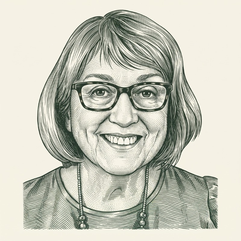 Line drawing portrait of Barbara Andersen