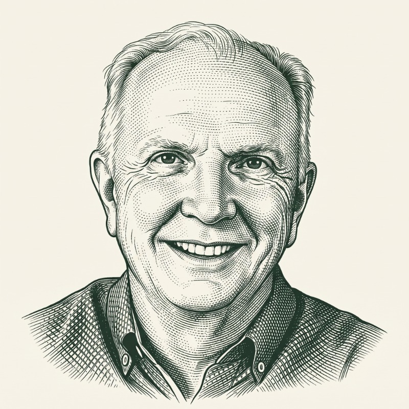 Line drawing portrait of Mike Bodeen